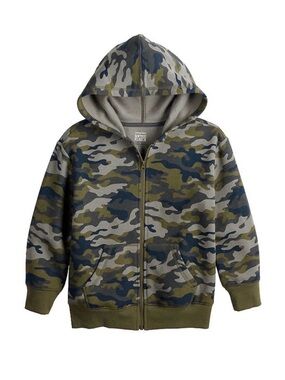 Olive Green Camo Boys Zip up Fleece Jacket NWT